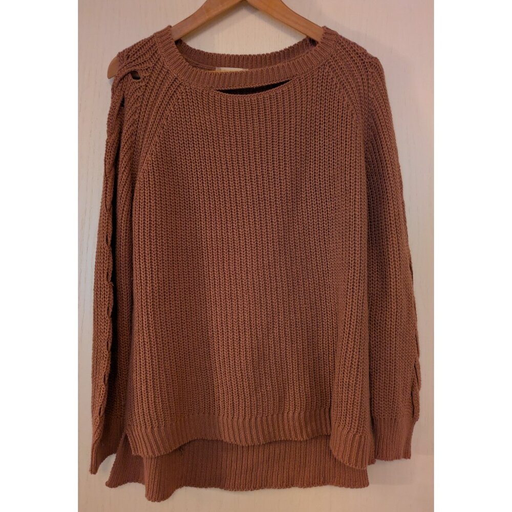 Altar'd State Brown Sweater - Braided Sleeves - See pics